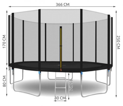 Malatec 3252 Trampolína 366 cm + vnější ochranná síť + žebřík