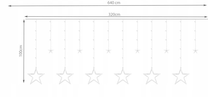 ISO 11318 Svetelný záves hviezdy 138 LED studená biela