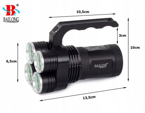 BAILONG 804-T6 LED Profesionální svítilna CREE XM-L T6 x 4