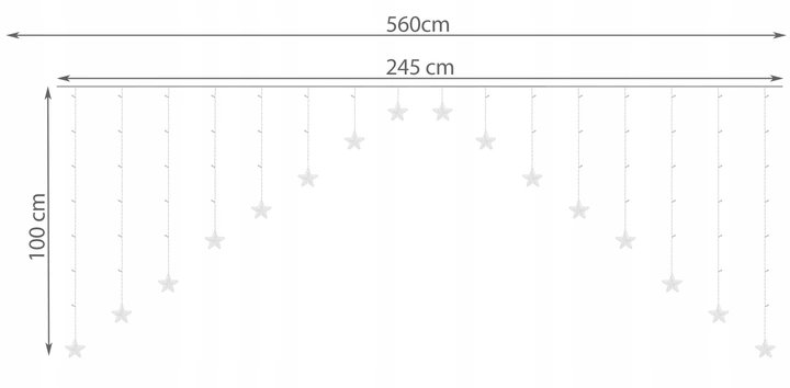 ISO 11336 Svetelný záves hviezdy 136 LED multicolor