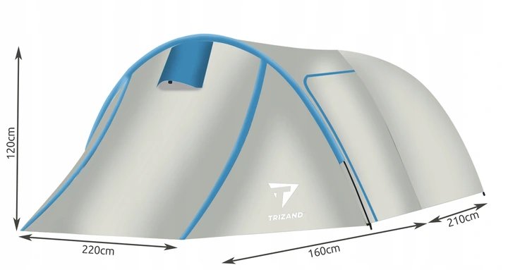 Trizand 12572 Stan pre 3 osoby 120 x 220 x 370 cm modrostrieborné