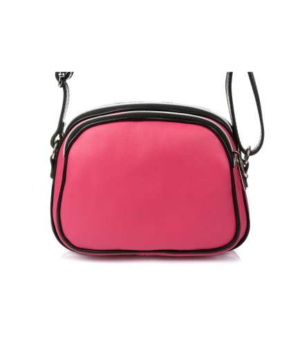 Vera Pelle K53 Dámská kožená crossbody kabelka tmavě růžová