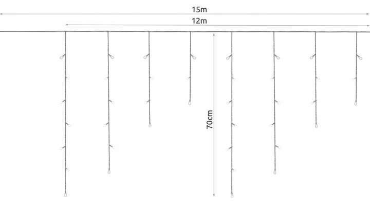 ISO 11518 Vánoční světelný závěs 300 LED, 2.48 W multicolor 15 m 