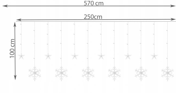 ISO 11323 Svetelný záves hviezdy 138 LED, 31V, multicolor