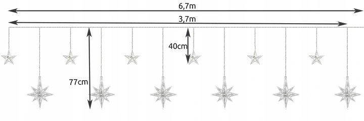 Malatec 17228 Svetelný záves hviezdy, vločky 138 LED, USB, diaľkové ovládanie, multikolor