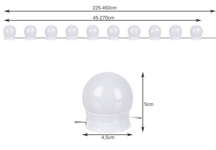 Izoxis 18910 LED svetlá na zrkadlo k toaletnému stolíku 10 ks