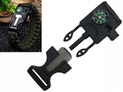 Verk 14372 Náramok prežitia Paracord 5 v 1 čierny