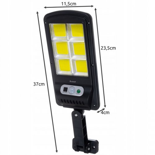 Izoxis 19443 Pouličné osvetlenie solárne 120 LED COB, IP65, 36 W, 500 lm čierne