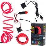 KIK KX4956 LED ambientní osvětlení pro auto/auto USB/12V páska 3m červená