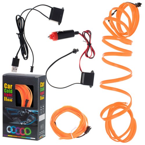 KIK KX4956 LED ambientné osvetlenie pre auto/auto USB/12V páska 3m oranžová