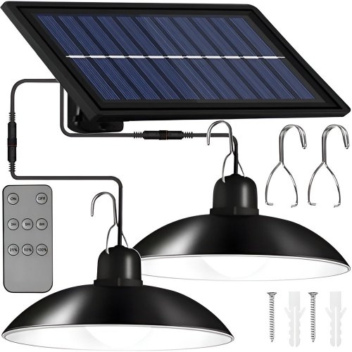 Pronett XJ4624 DUO Solárne závesné lampy na záhradu s diaľkovým ovládaním, IP44, 2x 30 LED, čierna