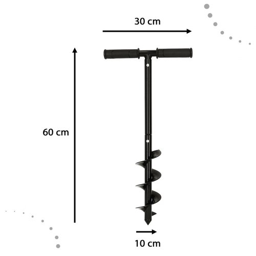 KIK KX4659 Půdní vrták pro otvory šachty a základy s křížovou rukojetí 60 x 10 cm