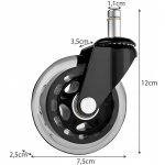 Malatec 22077 Gumové kolečko ke kancelářské židli 75mm transparentní 5 ks