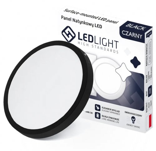 LEDLIGHT 2598 Stropní LED svítidlo 18 W, 1650lm, 3000K (teplá bílá), 21,3 cm černá