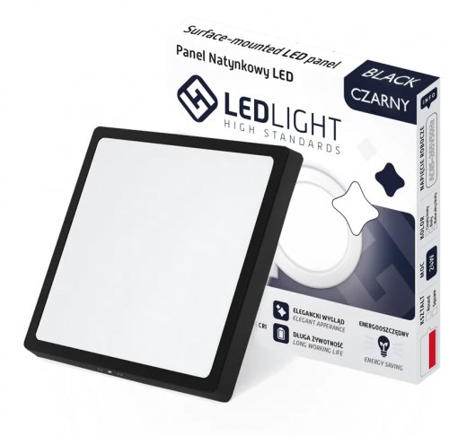 LEDLIGHT 2600 Stropné LED svietidlo 18 W, 1650lm, 3000K (teplá biela), 21 x 21 cm čierna