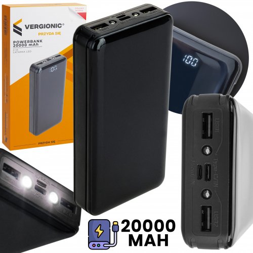 Vergionic 7186 Powerbanka 20 000 mAh 2.1A + LED svítilna 