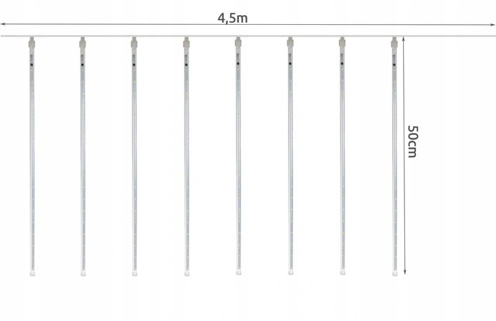 ISO 19931 Vianočné osvetlenie Cencúle 288 LED, 50 cm, IP44, 230V studená biela