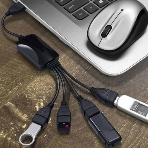 APT AK22 USB HUB 2.0, 4 portový čierny