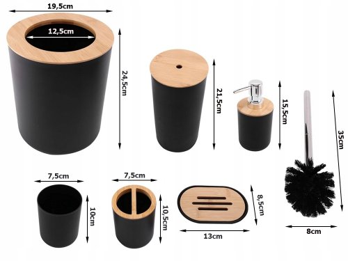 Verk 27139 Sada kúpeľňových doplnkov 6 ks čierna