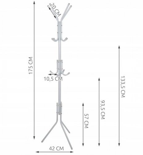 Ruhhy 23814 Stojanový věšák 175 x 42 cm bílý