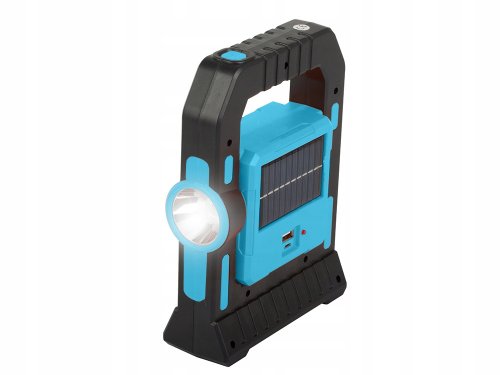 Verk 12290 Solární LED multifunkční přenosná kempingová svítilna USB dobíjecí modrá