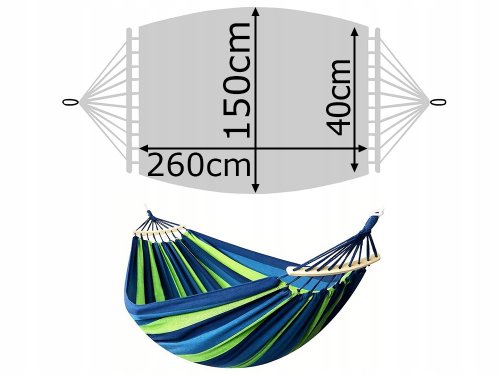 Verk 27119 Hamaka Houpací síť pro dva 260 x 150 cm modrozelené pruhy