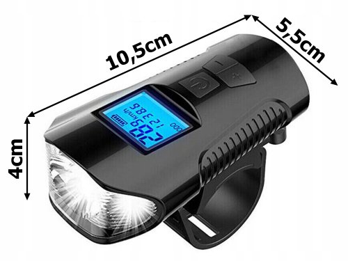 Verk 14490 Vodeodolné LED svetlo na bicykel USB, tachometer, el.zvonček 150db