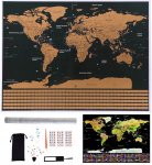 Malatec 23442 Veľká Stieracia mapa sveta s vlajkami 82 x 59 cm + príslušenstvom čierna