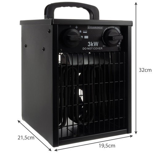 Kaminer 24361 Elektrický vykurovací ventilátor 3000 W, 514m3/h, IPX4, čierna