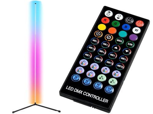 Verk 12330 Rohová LED stojací lampa RGB, dálké ovládání, 150 cm, černá