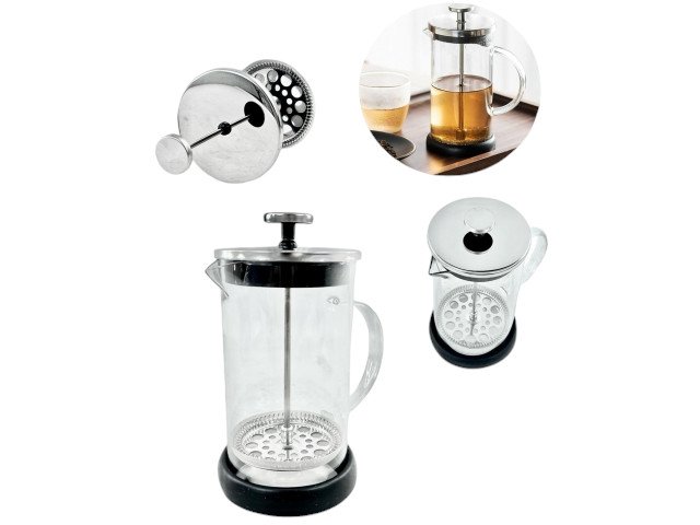 GGV Kanvica na kávu, French press, čaj 600 ml sklo + nerez