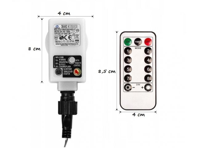 Gordon G367 Vianočné dekoratívne osvetlenie cencúle, 40 LED, studená biela + ovládač