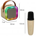 KIK KX3377 Karaoke Bluetooth reproduktor  6 W, 2x bezdrátový mikrofon, béžový