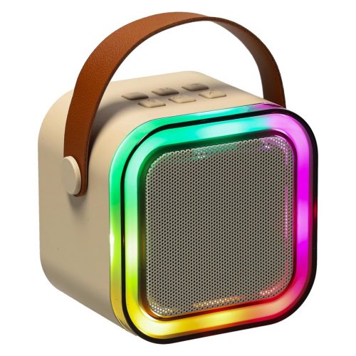 KIK KX3377 Karaoke Bluetooth reproduktor  6 W, 2x bezdrátový mikrofon, béžový