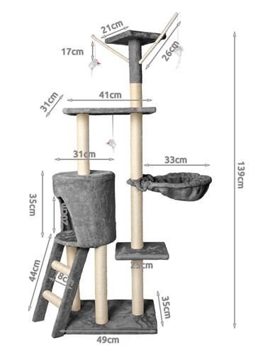 Malatec 7927 Škrabadlo pro kočky 138 cm šedá